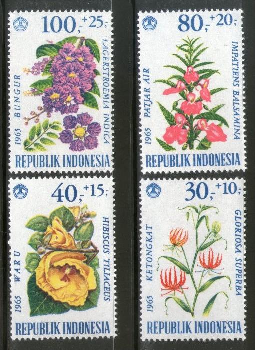 Indonesia 1965 Flowers Tree Plant Flora Sc B191-94 MNH # 3227