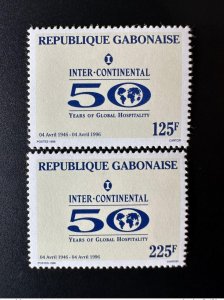 1996 Gabon Mi. 1294 - 1295 Hotel Inter-Continental 50 years years rare!-