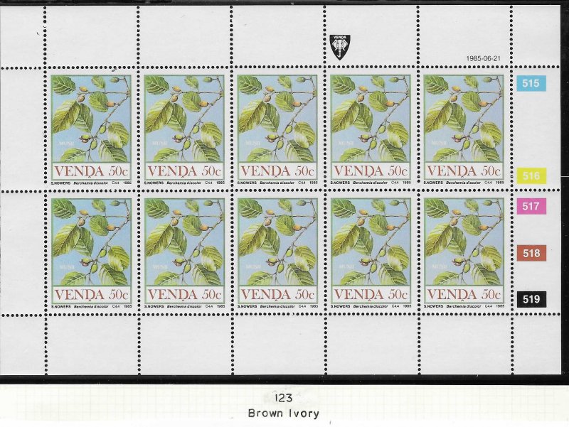 South Africa - Venda  #123   50c Food of the Veld Sheet of 10 (MNH) CV $10.00