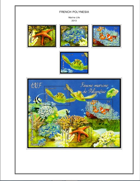 COLOR PRINTED FRENCH POLYNESIA 2011-2020 STAMP ALBUM PAGES (45 illustr. pages)