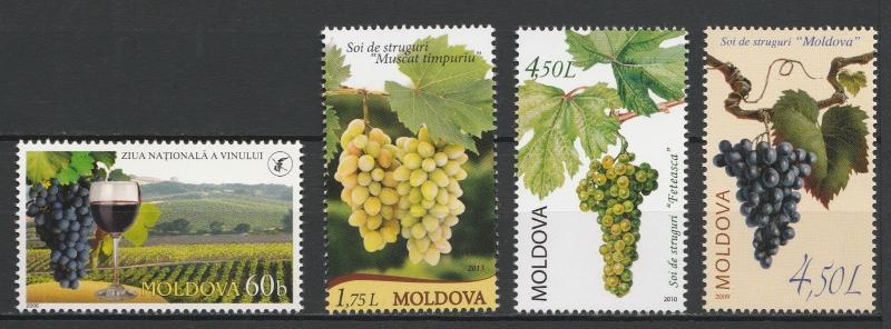 Moldova Grape Lot All 4 issues 2006, 2009, 2010, 2013 4 MNH stamps