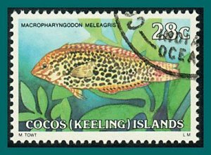 Cocos 1980 Fish 4, 28c used #42,SG40a