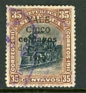 Nicaragua 1912 Zeleya Railroad Issue 5¢/35¢ Brown & Black Sc 333 VFU Q554