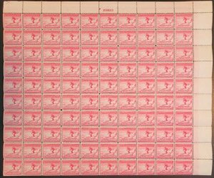 US Stamp 2c 1932 Winter Olympics Sheet of 100 Stamps MNH No Seps Scott #716
