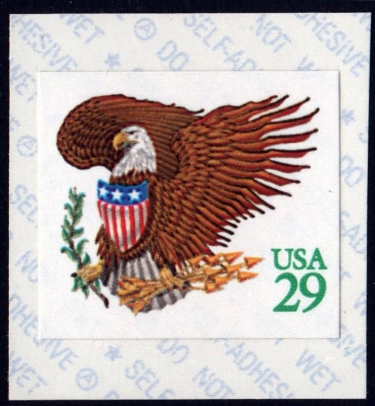 SC#2596 29¢ Eagle & Shield Affixing Machine Single (1992) SA