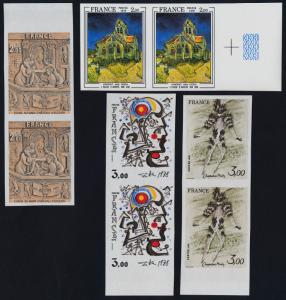 France 1626-9 imperf pairs MNH Art, Paintings, Church, Fire Dancer