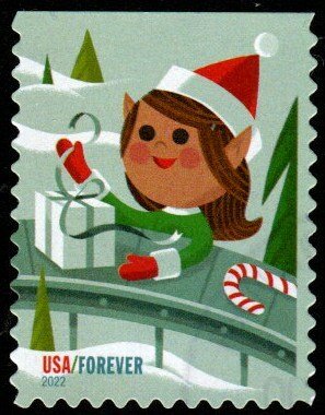 SC# 5723 - (60) - Holiday Elves - 2 of 4 - USED Single - Off Paper
