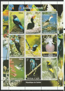 Guinea MNH S/S Gorgeous Birds 1998 9 Stamps