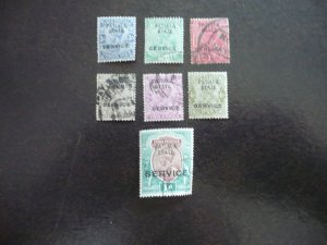 Stamps-Indian Convention State Patiala-Scott#O29-O38- Used Part Set of 7 Stamps