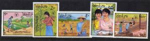 Laos 827-31 MNH Agriculture, Animals, Pigs, Chickens