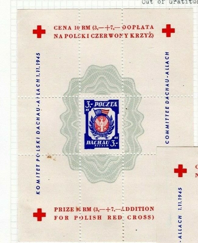 POLAND (WW2) Red Cross DACHAU Concentration Camp Miniature Sheets{2} MM EP650