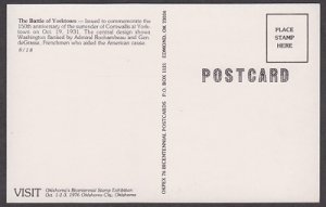 Postcard featuring Yorktown stamp Scott 703  (mint condition)