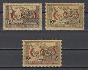 Yemen Arab Rep Mi cat. 727-729. Red Crescent Gold Foils issue