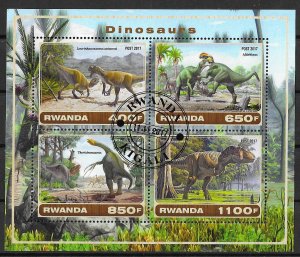 Rwanda Used S/S Dinosaurs 2011