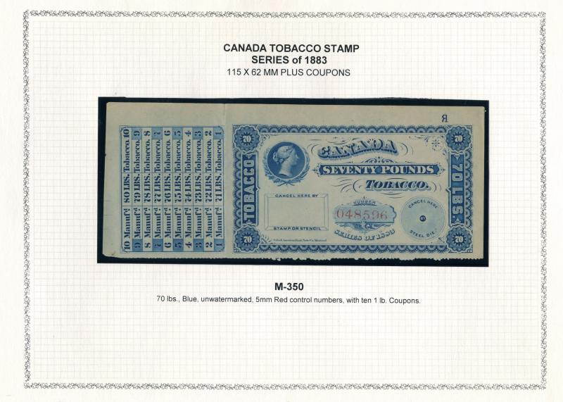 Ryan RM306a - Brandom M350- 70 lbs Blue - Series of 1883 Coupon Stamps