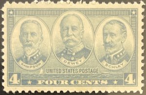 Scott #793 1937 4¢ Greatest War Heroes Navy Sampson, Dewey, and Schley MNH OG
