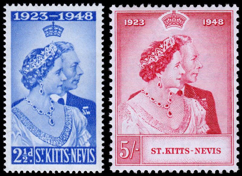 St. Kitts & Nevis Scott 93-94 (1949) Mint NH VF, CV $11.25 C