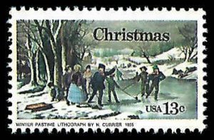 PCBstamps   US #1703 13c Christmas-Winter Pastime, MNH, (26)