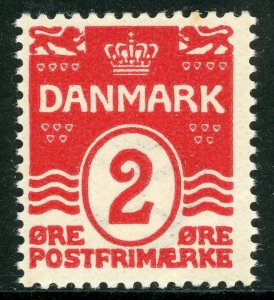 Denmark 1913 Wavy Lines 2 Ore Carmine Scott #58a Mint B299