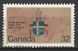 1984 Canada - Sc 1030 - used VF - 1 single - Papal Visit