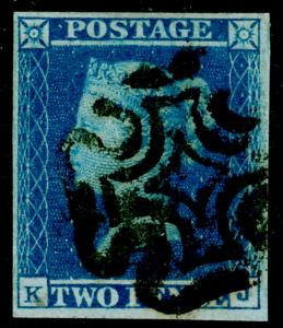 SG14, 2d blue, FINE used. Cat £275. BLACK MX. KJ