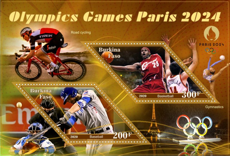 Stamps.Sports. Baseball Burkino Faso 2020 year , 1 sheet + 1 block perforated