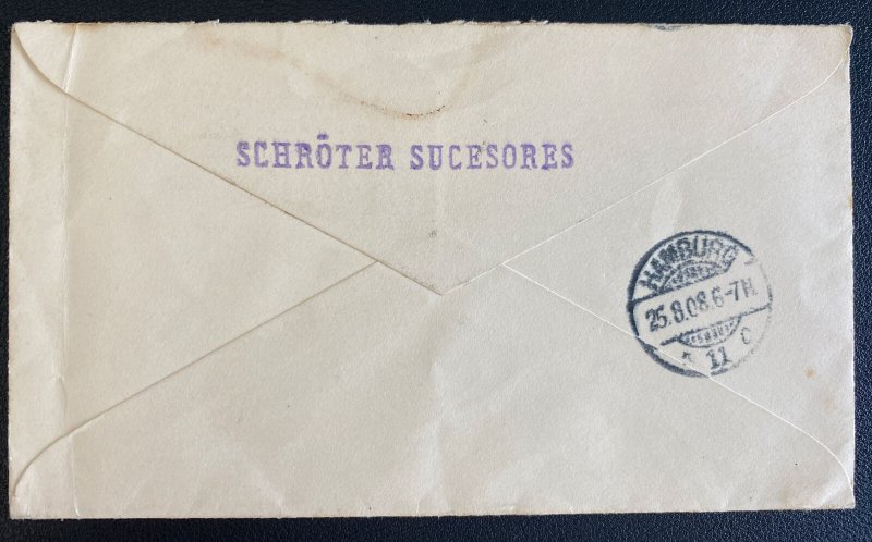 1908 San Jose Costa Rica Postal Stationery Cover To Hamburg Germany 