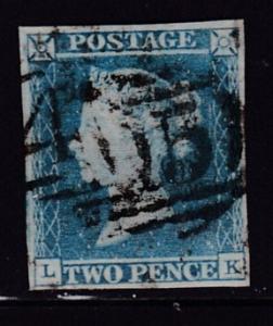 Great Britain 1841 QV 2d blue From an Old Tyme Collection  F/VF/Used(o)