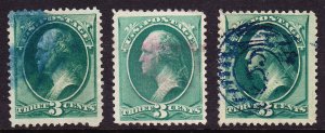 3 Color Fancy Cancels on 3c Banknote Issues
