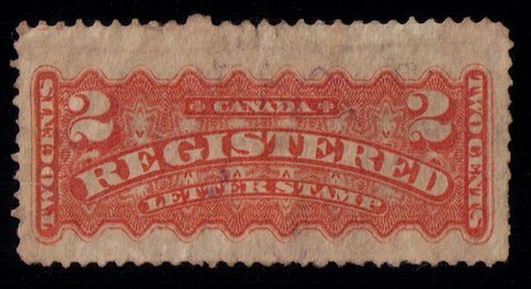 Canada #F1 Orange Used Bob Registration Stamp Lightly Cancelled Very Fine