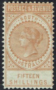 SOUTH AUSTRALIA 1886 QV POSTAGE & REVENUE 15/- PERF 10 