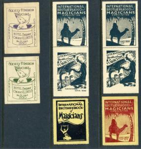VINTAGE LOT OF MAGIC Poster Stamps INT'L BROTHERHOOD, SOCIETY OF AMERICAN (L110)