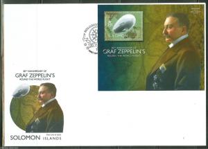 SOLOMON ISLANDS 2014 85th ANN OF GRAF ZEPPELIN'S ROUND WORLD FLIGHT S/S  FDC