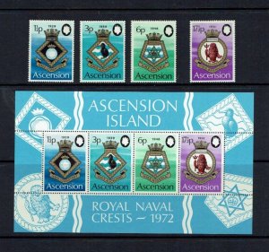 Ascension Island: 1972, Naval Crests (4th series) MNH set + M/sheet