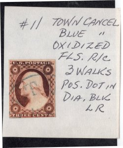 U.S. -  11 - Town cancel - Blue cancel - Used