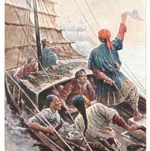 CHINA Unused ART Postcard *CHINESE PIRATE JUNK* Ship TUCK'S OILETTE PPC MA376