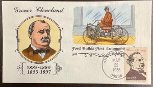 2218d Collins Hand Painted cachet Grover Cleveland, Ameripex  ‘86 FDC