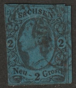 Saxony 1855 Sc 11 used tear at top