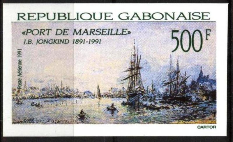 Gabon 1991 Art Paintings J. B. Jongkind Ships Imperf. MNH