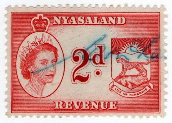 (I.B) Nyasaland Revenue : Duty Stamp 2d