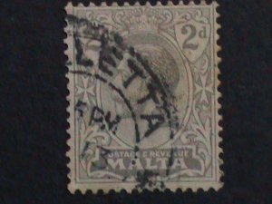 ​MALTA-1921 SC#69 KING GEORGE V FANCY CANCEL 102 YEARS OLD VERY FINE RARE