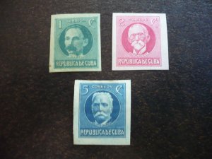 Stamps - Cuba - Scott# 274-276 - Mint Hinged Set of 3 Imperf Stamps