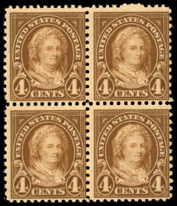 US Sc 636 MNH BLOCK of 4 - 1927 4¢ - Martha Washington
