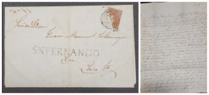 O) 1858 CHILE, SAN FERNANDO, PREFILATELIC MARK, CHRISTOPHER COLUMBUS 5 centavos