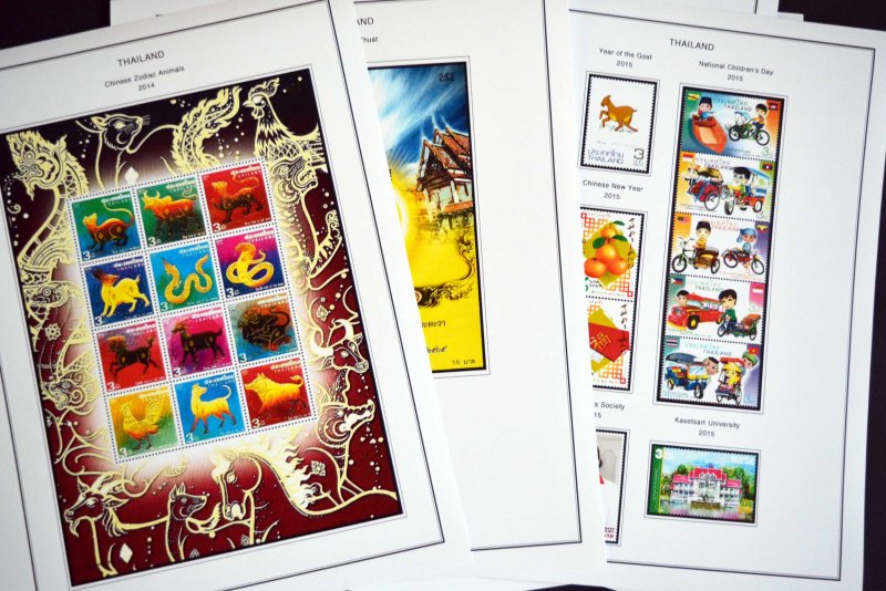 COLOR PRINTED THAILAND 2011-2015  STAMP ALBUM PAGES (97 illustrated pages)