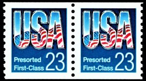 US 2606 MNH VF 23 Cent Flag Coil Pair Perforated 10