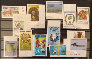 Gabon 1990 - 2010 Lot 13 x ND Imperf UPU Mother Teresa OPEC Prehistory UN Stephan-