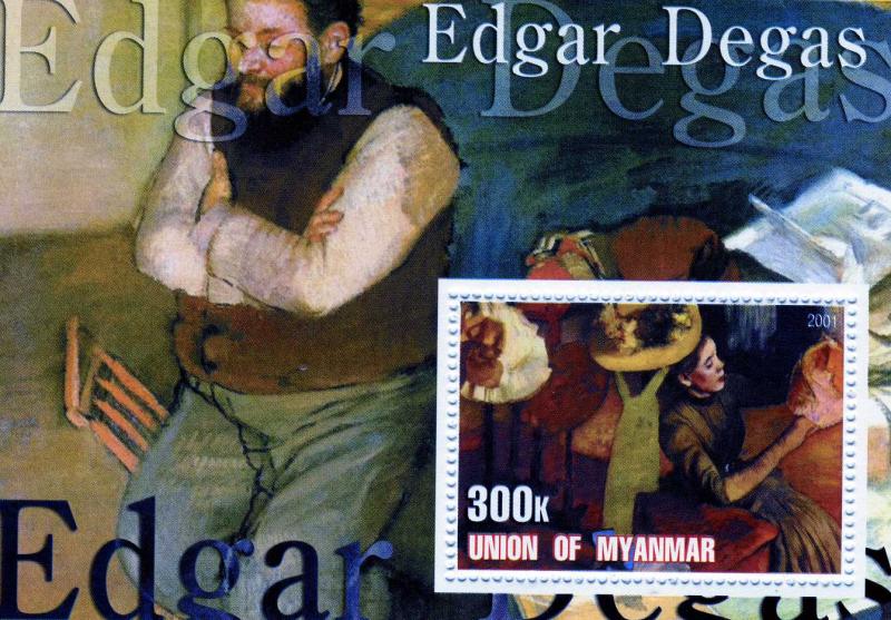 Union of Myanmar 2001 EDGAR DEGAS Paintings s/s Perforated Mint (NH)
