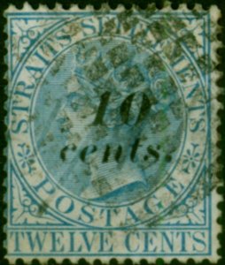 Straits Settlements 1880 10c on 12c Blue SG45a Fine Used