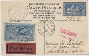 Paris, France to London, England 1925 Airmail Paris International ... (52494)